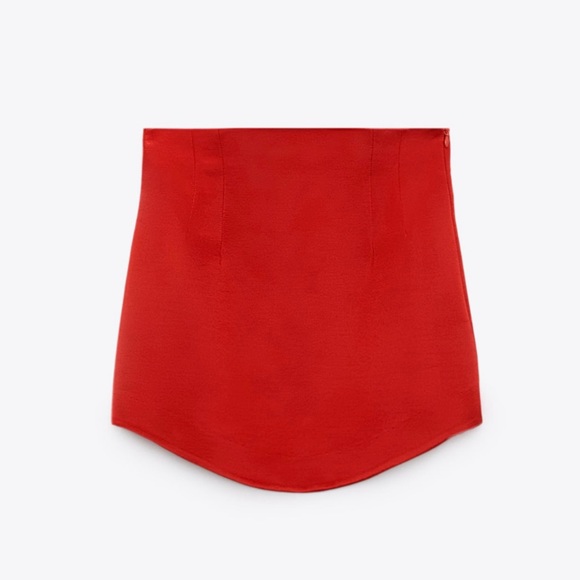 Zara Satin-Like Red Mini Skirt Size M - Picture 2 of 9